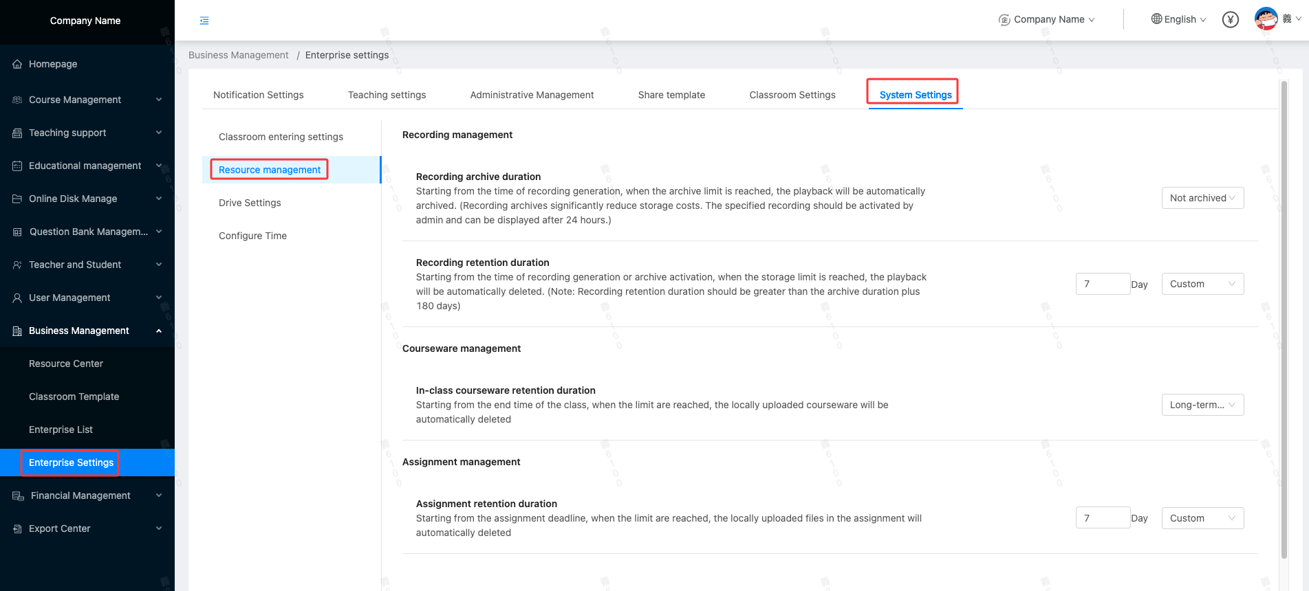 Recording management